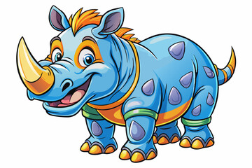 Funny Rhino Vector Illustration Cartoons, Clipart, and Line Art Design on White Background, Playful funny rhino vector design, perfect for cartoons, clipart, and line art on white background