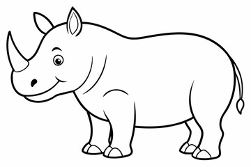 Funny Rhino Vector Illustration Cartoons, Clipart, and Line Art Design on White Background, Playful funny rhino vector design, perfect for cartoons, clipart, and line art on white background