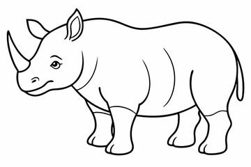 Funny Rhino Vector Illustration Cartoons, Clipart, and Line Art Design on White Background, Playful funny rhino vector design, perfect for cartoons, clipart, and line art on white background