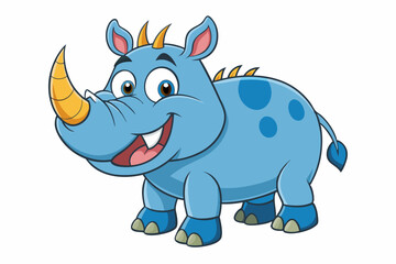 Funny Rhino Vector Illustration Cartoons, Clipart, and Line Art Design on White Background, Playful funny rhino vector design, perfect for cartoons, clipart, and line art on white background