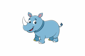 Funny Rhino Vector Illustration Cartoons, Clipart, and Line Art Design on White Background, Playful funny rhino vector design, perfect for cartoons, clipart, and line art on white background