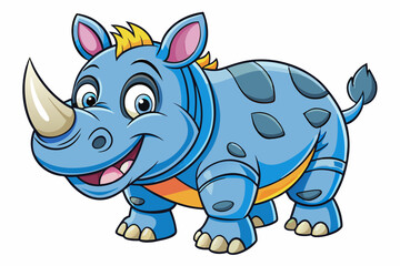 Funny Rhino Vector Illustration Cartoons, Clipart, and Line Art Design on White Background, Playful funny rhino vector design, perfect for cartoons, clipart, and line art on white background