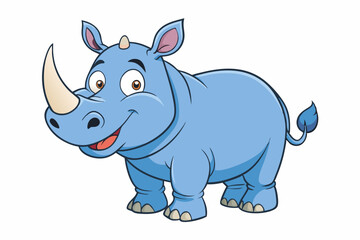Funny Rhino Vector Illustration Cartoons, Clipart, and Line Art Design on White Background, Playful funny rhino vector design, perfect for cartoons, clipart, and line art on white background
