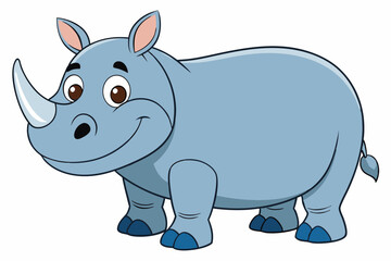 Funny Rhino Vector Illustration Cartoons, Clipart, and Line Art Design on White Background, Playful funny rhino vector design, perfect for cartoons, clipart, and line art on white background