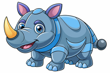 Funny Rhino Vector Illustration Cartoons, Clipart, and Line Art Design on White Background, Playful funny rhino vector design, perfect for cartoons, clipart, and line art on white background