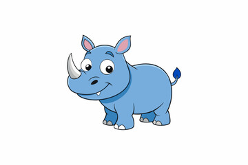 Funny Rhino Vector Illustration Cartoons, Clipart, and Line Art Design on White Background, Playful funny rhino vector design, perfect for cartoons, clipart, and line art on white background
