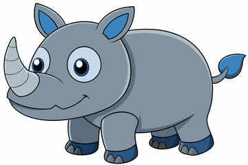 Funny Rhino Vector Illustration Cartoons, Clipart, and Line Art Design on White Background, Playful funny rhino vector design, perfect for cartoons, clipart, and line art on white background
