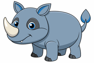 Funny Rhino Vector Illustration Cartoons, Clipart, and Line Art Design on White Background, Playful funny rhino vector design, perfect for cartoons, clipart, and line art on white background
