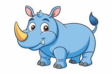 Funny Rhino Vector Illustration Cartoons, Clipart, and Line Art Design on White Background, Playful funny rhino vector design, perfect for cartoons, clipart, and line art on white background