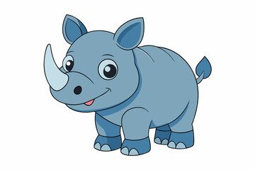 Funny Rhino Vector Illustration Cartoons, Clipart, and Line Art Design on White Background, Playful funny rhino vector design, perfect for cartoons, clipart, and line art on white background
