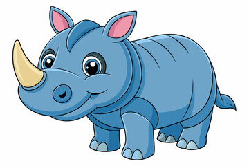 Funny Rhino Vector Illustration Cartoons, Clipart, and Line Art Design on White Background, Playful funny rhino vector design, perfect for cartoons, clipart, and line art on white background