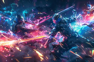 futuristic ninja anime fight