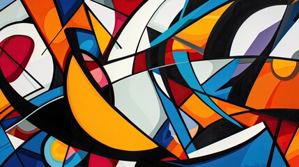 Bold and colorful stylized abstract art, featuring dynamic lines and shapes for a striking effect