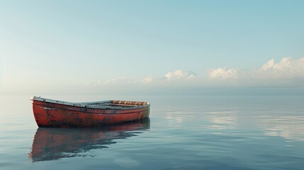 Fototapeta premium Coach floating on a calm water surface, emphasizing the effects of severe water damage