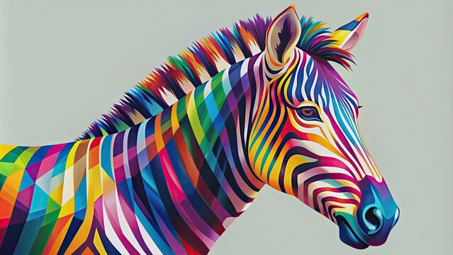 Colorful and geometric WPAP style abstract of a zebra, wpap, abstract, zebra, colorful, geometric,art, design, pattern
