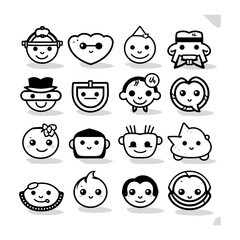 cute dollar icon set, white background, vector