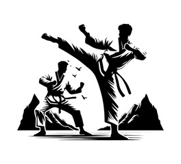 taekwondo kick silhoutte vector graphic