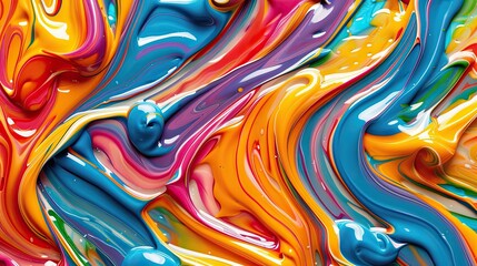 Obraz premium Swirling paint strokes and ribbon patterns in vibrant colors, ideal for abstract background designs.