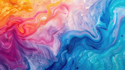 Fototapeta premium Vibrant paint swirl and water ink blend, perfect for creating a colorful abstract background.