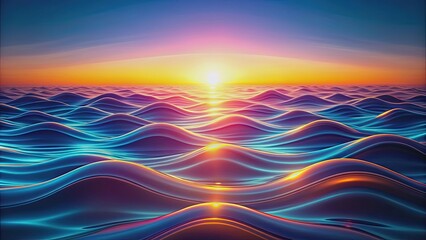 Obraz premium Luminous waves in a dusk-to-dawn gradient , abstract, elegance, waves, dusk, dawn, gradient, light, color, tranquil, peaceful