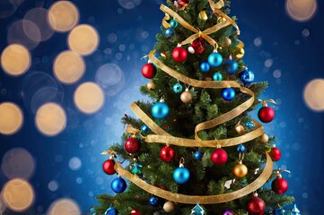 Fototapeta premium christmas tree backdrop bokeh