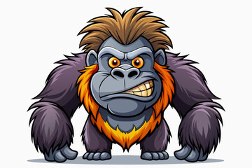 Funny Gorilla Vector Illustration Cartoon, Clipart, Line Art Design on White Background, Funny gorilla vector illustration with white background, ideal for cartoons, clipart, and designs