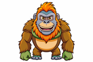 Funny Gorilla Vector Illustration Cartoon, Clipart, Line Art Design on White Background, Funny gorilla vector illustration with white background, ideal for cartoons, clipart, and designs