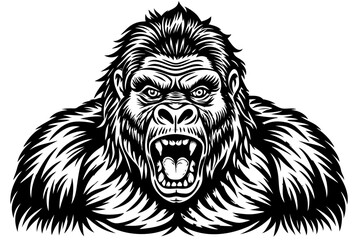 Funny Gorilla Vector Illustration Cartoon, Clipart, Line Art Design on White Background, Funny gorilla vector illustration with white background, ideal for cartoons, clipart, and designs