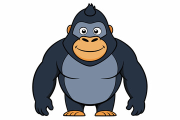 Funny Gorilla Vector Illustration Cartoon, Clipart, Line Art Design on White Background, Funny gorilla vector illustration with white background, ideal for cartoons, clipart, and designs