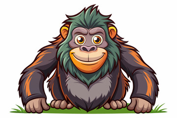 Funny Gorilla Vector Illustration Cartoon, Clipart, Line Art Design on White Background, Funny gorilla vector illustration with white background, ideal for cartoons, clipart, and designs