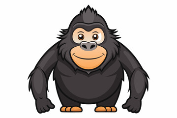 Funny Gorilla Vector Illustration Cartoon, Clipart, Line Art Design on White Background, Funny gorilla vector illustration with white background, ideal for cartoons, clipart, and designs