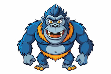 Funny Gorilla Vector Illustration Cartoon, Clipart, Line Art Design on White Background, Funny gorilla vector illustration with white background, ideal for cartoons, clipart, and designs