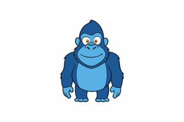 Funny Gorilla Vector Illustration Cartoon, Clipart, Line Art Design on White Background, Funny gorilla vector illustration with white background, ideal for cartoons, clipart, and designs