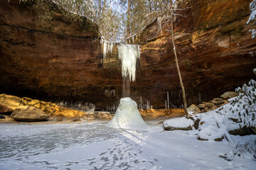 Frozen Waterfall in Red River Gorge Kentucky Appalachia