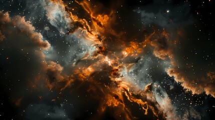 Nebula in Deep Space with Stars, Cosmic Background and Galactic Colors