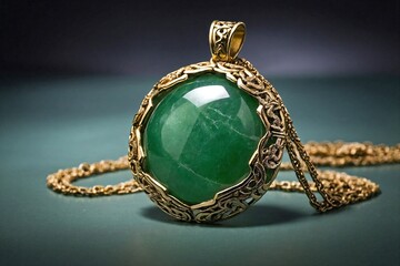 Naklejka premium Jade Pendant: A close-up image of a jade pendant
