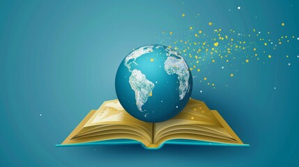 International Day of Education concept Illustration.globe shape book. Reading imagination concept for education holiday.