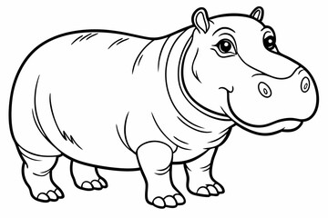 Funny Hippo Vector Illustration Cartoons, Clipart, Line Art Design on White Background, Playful funny hippo vector illustration on a white background - perfect for fun designs
