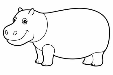 Funny Hippo Vector Illustration Cartoons, Clipart, Line Art Design on White Background, Playful funny hippo vector illustration on a white background - perfect for fun designs