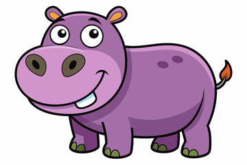Funny Hippo Vector Illustration Cartoons, Clipart, Line Art Design on White Background, Playful funny hippo vector illustration on a white background - perfect for fun designs