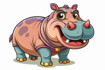Funny Hippo Vector Illustration Cartoons, Clipart, Line Art Design on White Background, Playful funny hippo vector illustration on a white background - perfect for fun designs