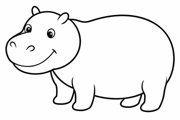 Funny Hippo Vector Illustration Cartoons, Clipart, Line Art Design on White Background, Playful funny hippo vector illustration on a white background - perfect for fun designs