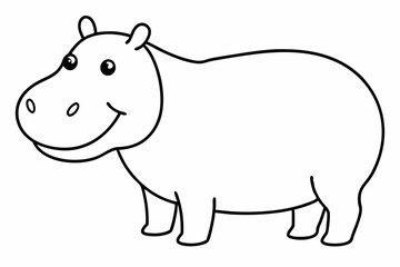 Funny Hippo Vector Illustration Cartoons, Clipart, Line Art Design on White Background, Playful funny hippo vector illustration on a white background - perfect for fun designs