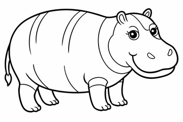 Funny Hippo Vector Illustration Cartoons, Clipart, Line Art Design on White Background, Playful funny hippo vector illustration on a white background - perfect for fun designs