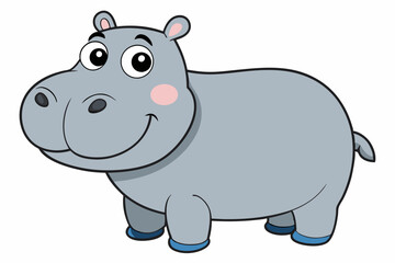 Funny Hippo Vector Illustration Cartoons, Clipart, Line Art Design on White Background, Playful funny hippo vector illustration on a white background - perfect for fun designs