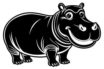 Funny Hippo Vector Illustration Cartoons, Clipart, Line Art Design on White Background, Playful funny hippo vector illustration on a white background - perfect for fun designs