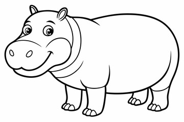 Funny Hippo Vector Illustration Cartoons, Clipart, Line Art Design on White Background, Playful funny hippo vector illustration on a white background - perfect for fun designs