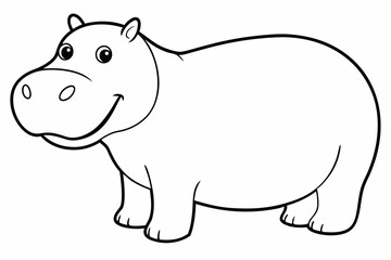 Funny Hippo Vector Illustration Cartoons, Clipart, Line Art Design on White Background, Playful funny hippo vector illustration on a white background - perfect for fun designs