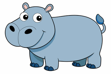 Funny Hippo Vector Illustration Cartoons, Clipart, Line Art Design on White Background, Playful funny hippo vector illustration on a white background - perfect for fun designs