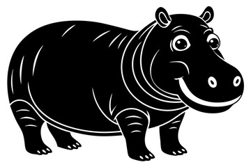 Funny Hippo Vector Illustration Cartoons, Clipart, Line Art Design on White Background, Playful funny hippo vector illustration on a white background - perfect for fun designs